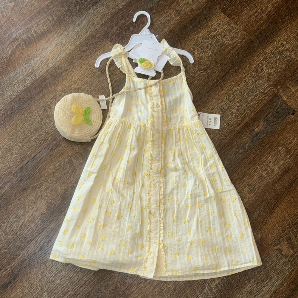 Tahari Yellow and White Kids Dress